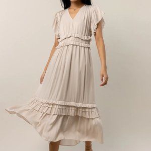 Bohme Willa Ruffle Dress in Ivory - S